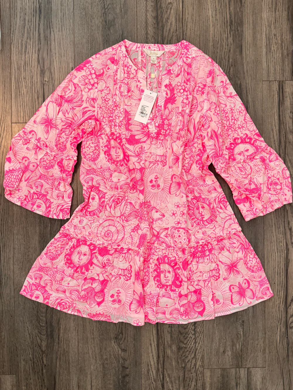 NWT Lilly Pulitzer Livana Cover-Up Cherry Blossom Pink Fleur De Lilly S